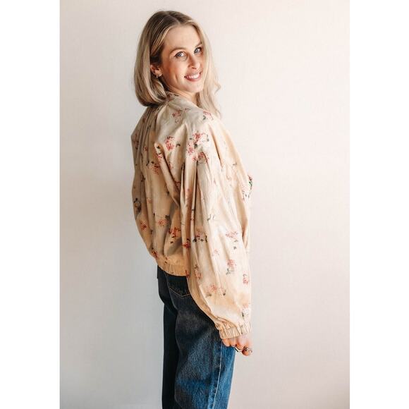 Free People‎ Rory Bomber Jacket Floral Boho Summer Spring Cowboy Roadtrip XS - Picture 2 of 7